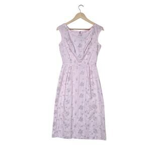 VTG L'Aiglon Sheath Dress Sz S* Pink Gray Embroidered Floral Sleeveless